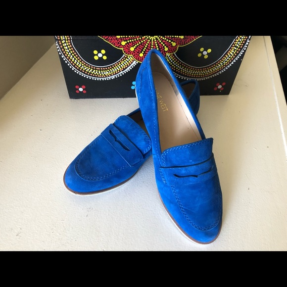 Nine West Shoes - Suede blue moccasins. Brand new. Size 8